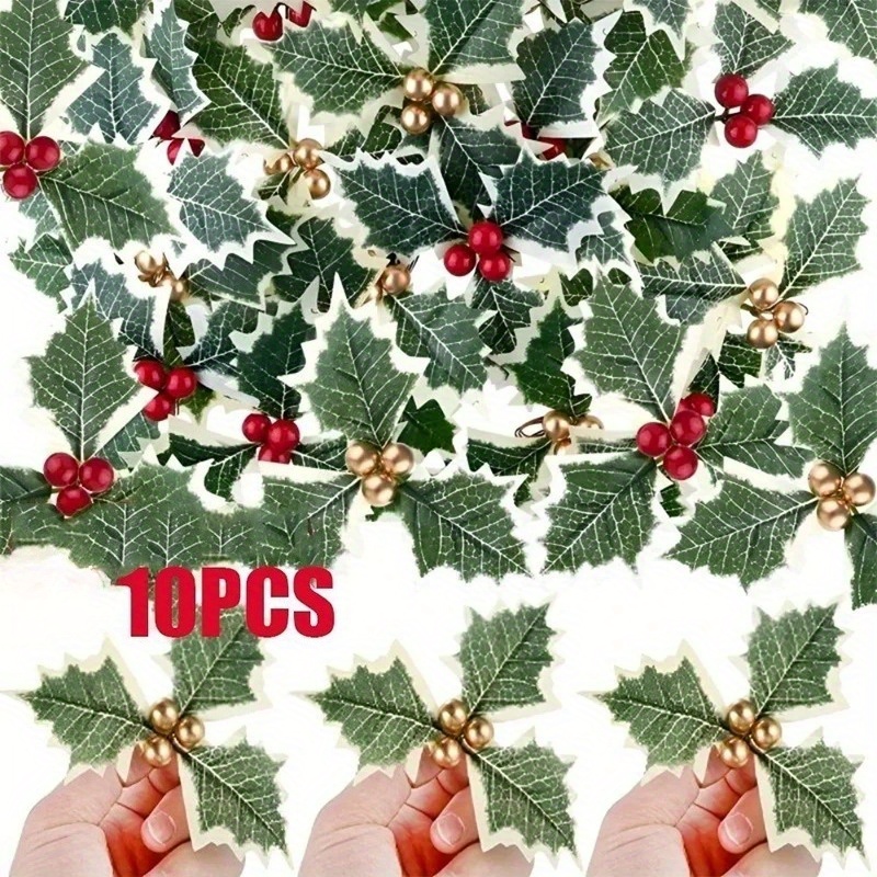 Christmas Wreath Fake - 10 Uds. Bayas artificiales de acebo,