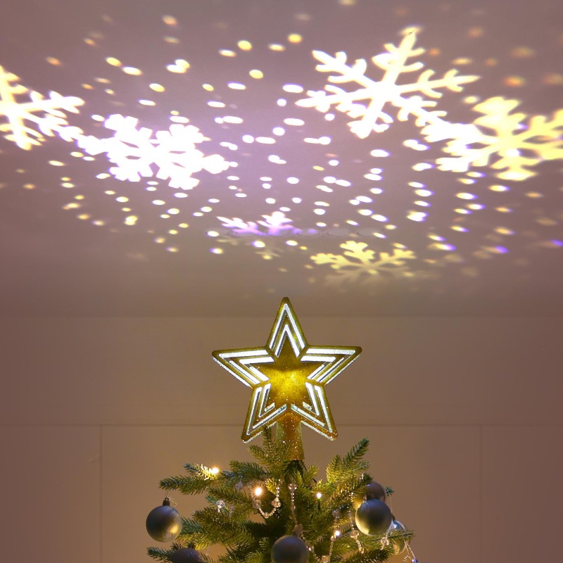 Star Tree Topper - Proyección LED para árbol, estrella, pentagrama