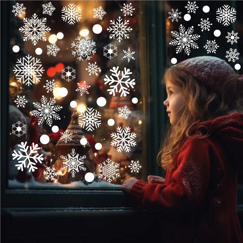 Snowflake Window Decal - Adhesivos para ventanas de Navidad, pegatinas