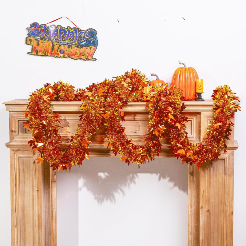 2 guirnaldas de oropel con hoj - Tinsel Garland Decoration reseña y precio