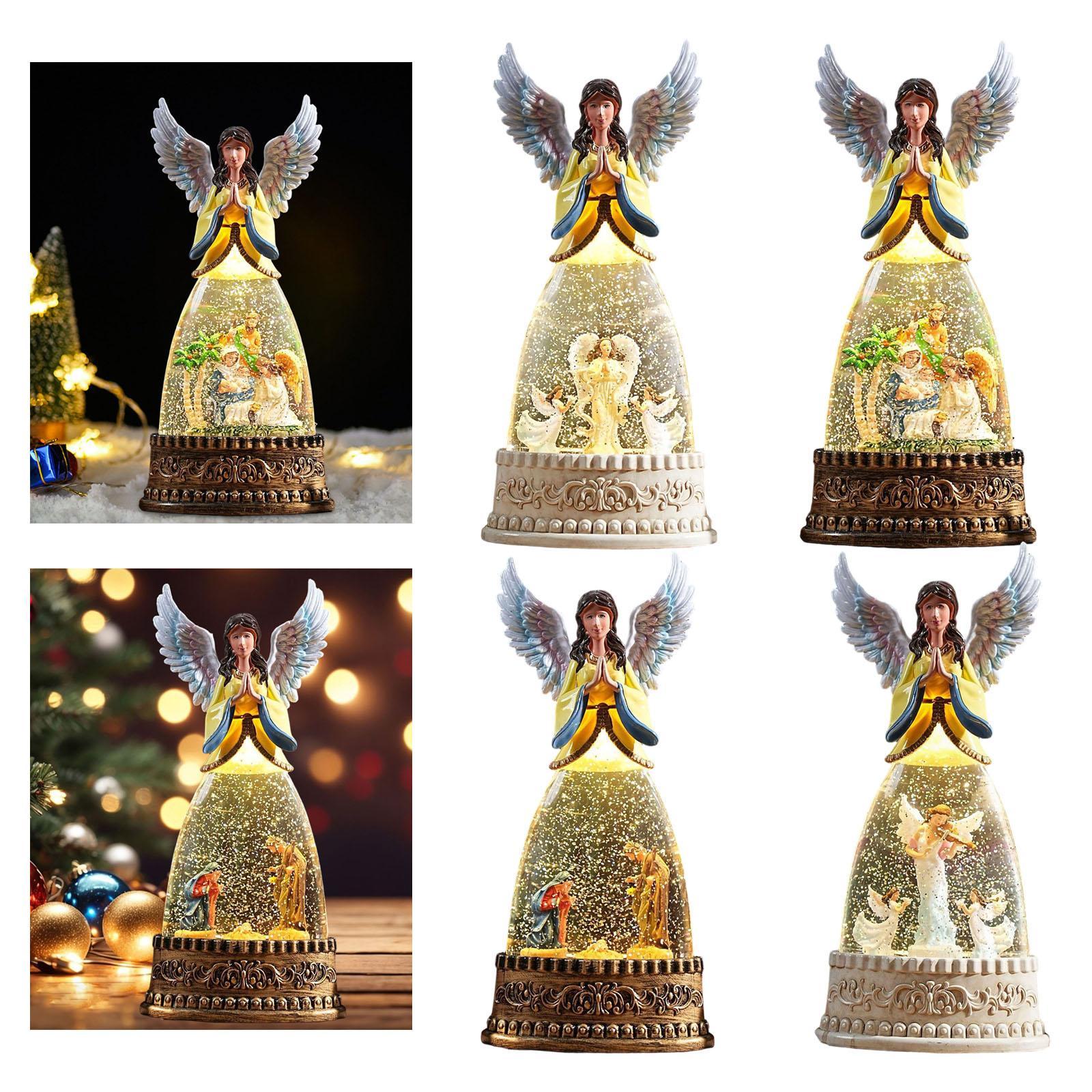 Estatuilla de ángel iluminada, - Snow Globe Musical reseña y precio