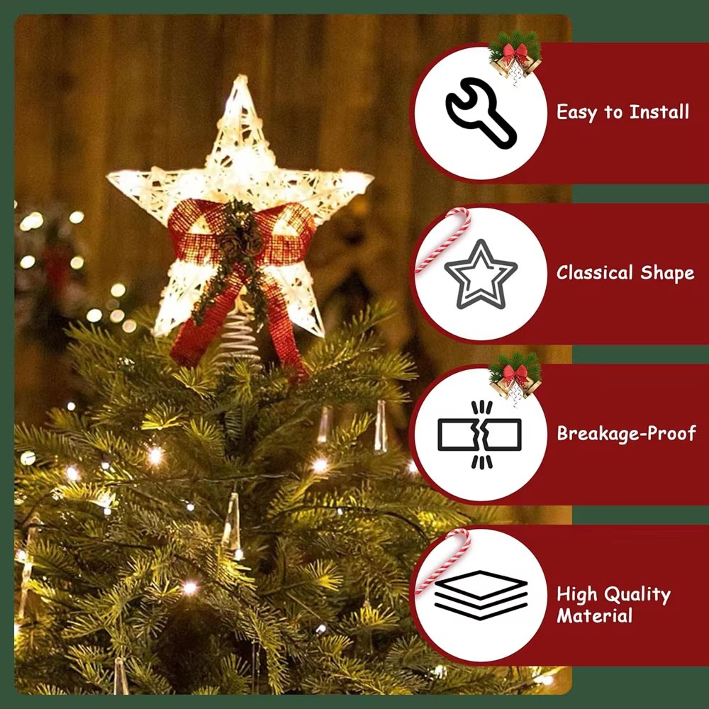 Adorno de árbol de Navidad con - Star Tree Topper reseña y precio