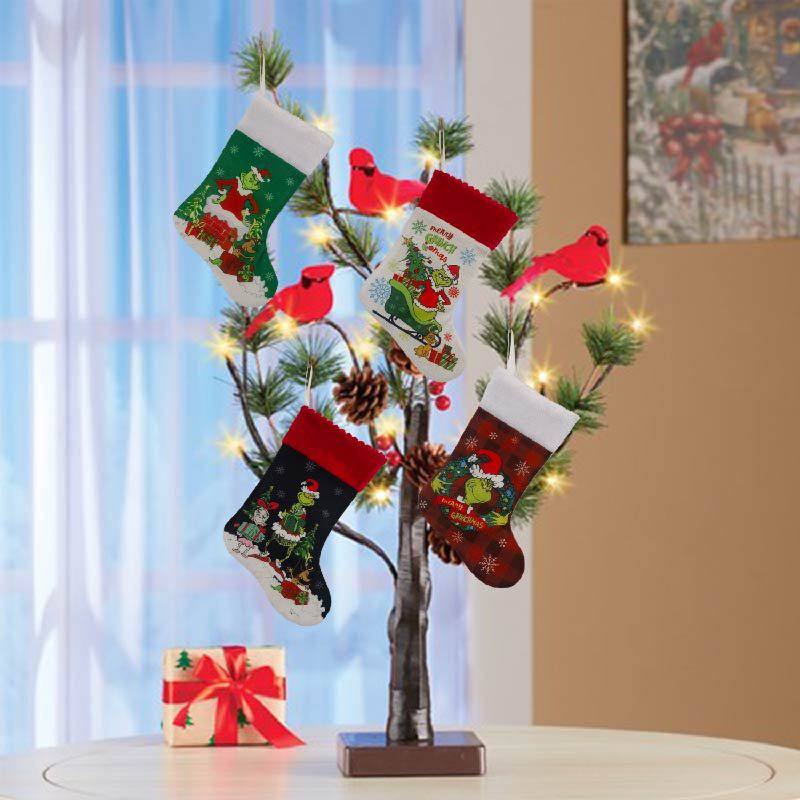 Calcetín navideño Grinch calce - Christmas Stocking Hanging reseña y precio